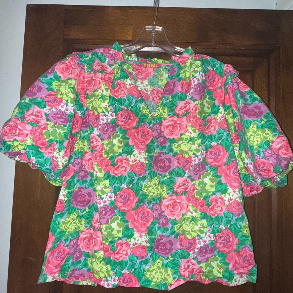 THML Floral Blouse - Pink, Green, Purple